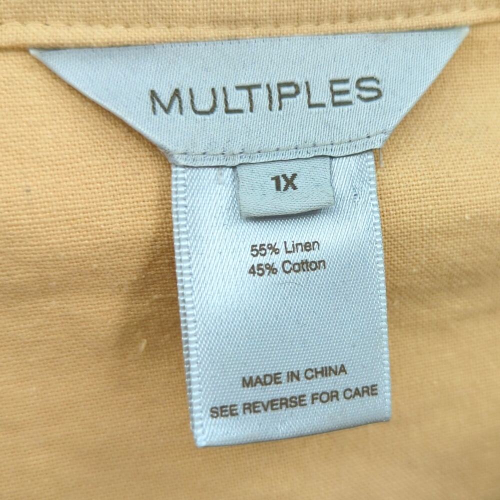 Multiples Linen Blend Jacket Button Front 1x Tan … - image 3